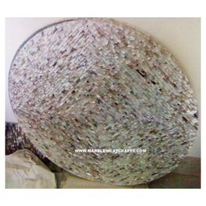 Mother Of Pearl Table <b>Top</b>, <b>Overlay</b> Back On Marble Dining Table <b>Top</b> - Product Image 1