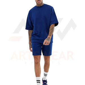 T-shirt surdimensionné 100% coton pour hommes, haut à col rond, logo personnalisé, haute qualité, ensemble court et t-shirt pour hommes, vente en gros, collection 2022 - Product Image 1