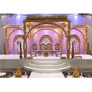 Magnifique mandap de mariage en bois artisanal, décoration de mandap de mariage en bois, look traditionnel de Raj Mahal, mandap d'Espagne - Product Image 1