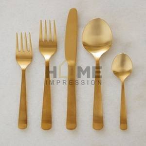 Lot de 2 couverts en acier inoxydable Set d'argenterie design avec finition antique en laiton Couverts fantaisie pour fournitures pour la maison et l'hôtel - Product Image 6