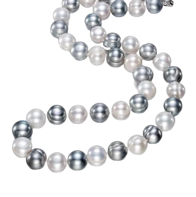 8-9mm filo di perle d'acqua dolce naturale Multi colore filo di perle 16 pollici di lunghezza tonalità bianca e blu per la creazione di gioielli