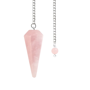Péndulo de cristal Natural de cuarzo rosa para Sanación Reiki, Péndulo de espiga con cono facetado, venta al por mayor, Péndulo de piedras preciosas - Product Image 6