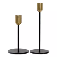 Ensemble de bougeoirs modernes minimalistes en métal noir et laiton pour bougies coniques, décoration d'intérieur, centre de table de mariage