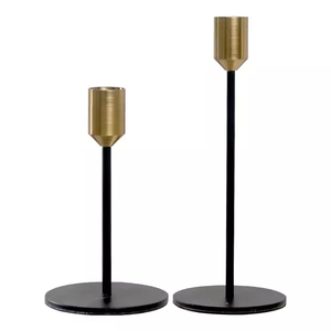 Juego de Portavelas Cónicos de Metal Minimalistas Modernos al por Mayor, Portavelas de Barra Negra con Copa de Latón, Decoración para el Hogar, Centro de Mesa para Bodas - Product Image 1