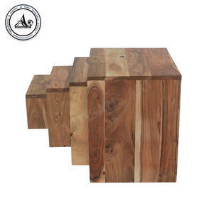 Solid Acacia Wood Modern Nesting <b>Table</b> <b>Set</b> 4 Strong Rustic Handcrafted <b>Side</b> <b>Tables</b> Space Saving Living Room Furniture Artisans - Product Image 3