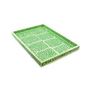 Bandeja para servir con incrustaciones de hueso de resina ecológica con diseño de plato floral hecho a mano para decoración de cocina - Product Image 2