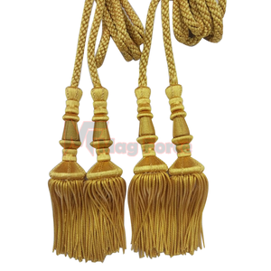 Borla Dorada con Cordón y Flecos Trenzados - Hecha a Mano, Ecológica, Personalizable en Tamaño y Color para Decoración Textil del Hogar - Product Image 5