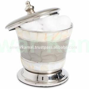 Support en coton et métal de haute qualité, avec feuille en nacre et émail brun, accessoire poli pour soins de la maison - Product Image 4