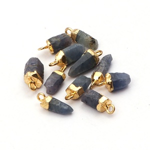 Conectores de gemas de cianita Natural, una sola bola galvanizada de oro, conectores colgantes de enlace - Product Image 2