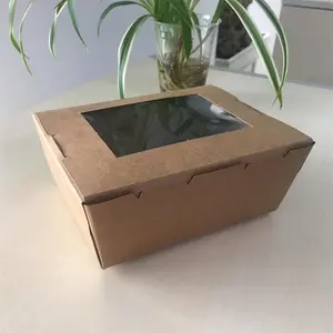 Modern Kraft Paper Takeaway Lunch Box with Clear Window