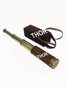 Télescope nautique Spyglass télescope de navigation en bois en laiton avec étui en cuir cadeau pour enfants - Product Image 1