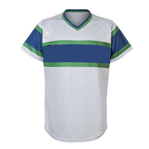 Logotipo personalizado de la marca de tela con cuello en V uniforme de béisbol Jersey conjuntos cortos 3/4 en blanco transpirable ropa deportiva para hombres - Product Image 2