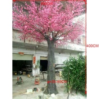 400cm height cheap fiberglass natural shape artificial pink peach blossom plants trees , large flower tree plant artificial