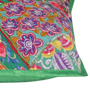 Indian Handmade Geometric Square Plain Cotton Fabric <b>Sofa</b> Cushion <b>Cover</b> with Ethnic Design <b>for</b> Home Decor - Product Image 6