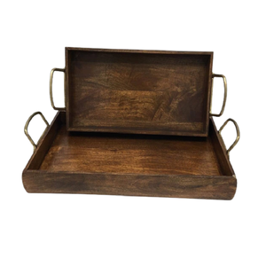 Juego de bandejas para servir aperitivos de forma cuadrada de madera de dos tamaños diferentes Bandeja para servir alimentos para uso en fiestas de bodas - Product Image 3