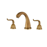 Robinet de lavabo STOCCO de luxe, design français, finition dorée, à 3 trous, montage sur plan, avec cartouche en céramique et poignées en cristal
