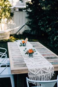 High Quality 100% Cotton Eco-Friendly Macrame Dining <b>Table</b> <b>Runner</b> Geometric Pattern Knitted Home Wedding & Hotel Use - Product Image 3