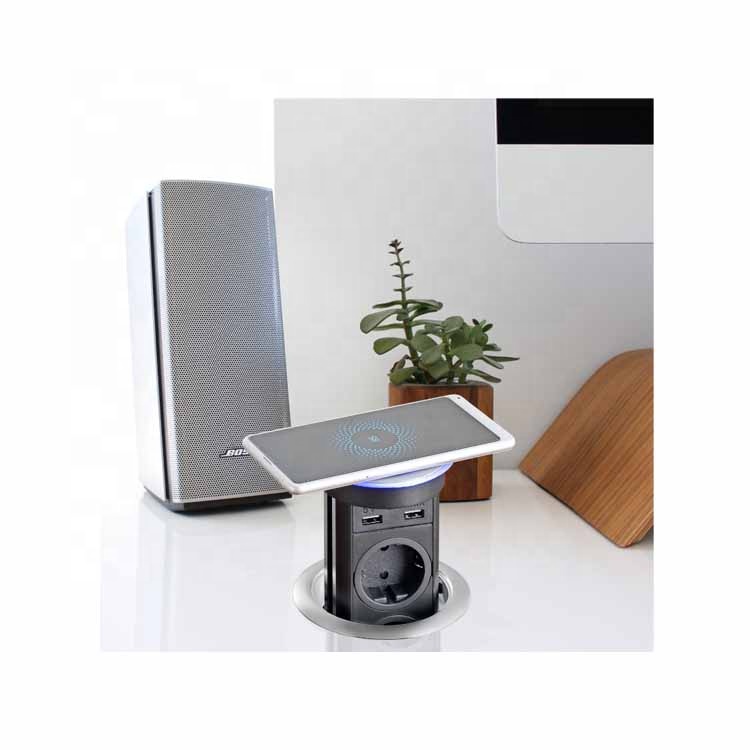 ETL CE патентованный продукт 10 Вт 5 в 2,4 А беспроводное мобильное быстрое зарядное устройство USB смарт-моторизованное настольное выдвижное гнездо кухонные розетки