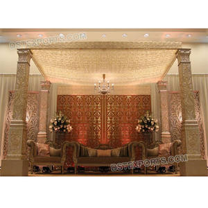 Elegante boda Bollywood tema Mandap fibra tallada a mano cuadrado boda Mandap nuevo estilo Bollywood boda Mandap escenario conjunto EE. UU. - Product Image 1