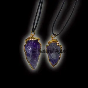 Affordable Amethyst Electroplated Arrowheads Necklace | Electroplated Arrowheads Necklace