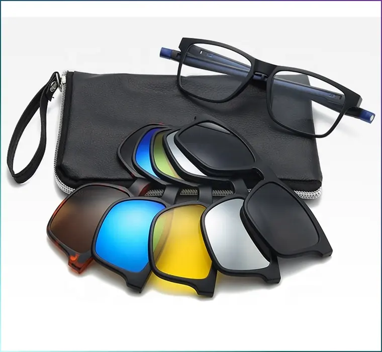 Gafas deportivas polarizadas personalizables, lentes ajustables tr90 5 en 1 con Clip magnético