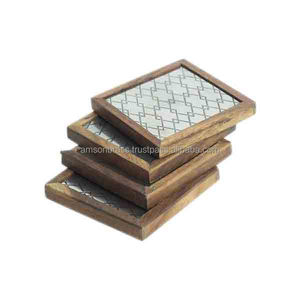 Sous-verres en bois Tasse à café faite à la main Dessous de verre en bois Table à manger Dessous de verre avec balançoire Porte-chaise Noyer Hêtre - Product Image 4