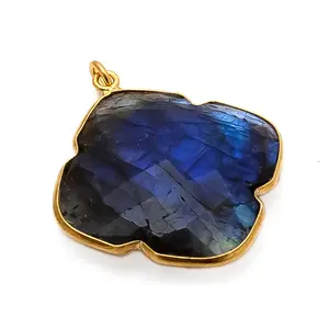 Labradorite Handmade Stone Vergoldete Lünette Edelstein verbinder