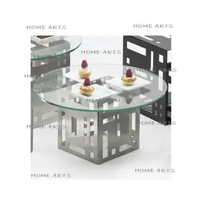Metall und Glas runde Form Dessertständer Standarddesign kundenspezifische Größe Speisen- und Obstservierständer
