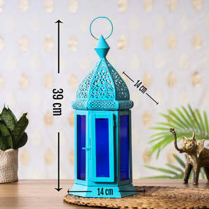 Farol decorativo de metal/vidrio marroquí, hecho a mano, color personalizado, para decoración del hogar, la mejor calidad - Product Image 3