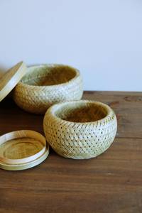 LA LUNE NESTED BAMBOO <b>BASKET</b> SET WITH LIDS BAMBOO NESTING LIDDED <b>BASKET</b> SET BIN OR <b>STORAGE</b> <b>BASKET</b> - Product Image 4