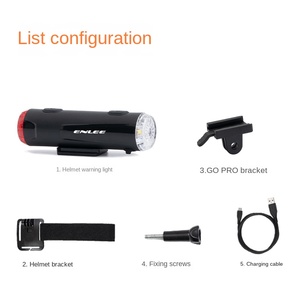 Nouveaux phares de vélo ENLEE rechargeables par USB, 5 modes, phares avant et arrière intégrés, lumières de casque de vélo - Product Image 3
