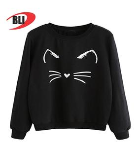 เสื้อสเวตเตอร์แขนยาวสำหรับผู้หญิงเสื้อสเวตเชิ้ตพิมพ์ลายสกรีน - Product Image 1