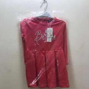 Superação Vestuário/Aparelhos Excedente das Etiquetas de Marca Menina Manga Sino Vestido Jumper Casual Algodão Suor Tripulação Pescoço Vestido de Estoque lote