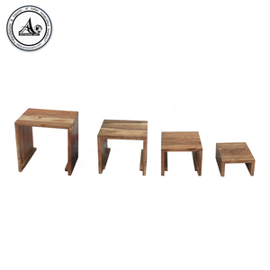 Solid Acacia Wood Modern Nesting <b>Table</b> <b>Set</b> 4 Strong Rustic Handcrafted <b>Side</b> <b>Tables</b> Space Saving Living Room Furniture Artisans - Product Image 6