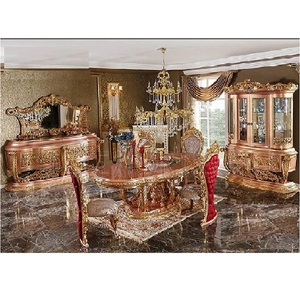 Juego de Muebles de Comedor de Madera de Teca Tallada a Mano de Lujo, Diseño Moderno, Tamaño Personalizable, Duradero - Product Image 1
