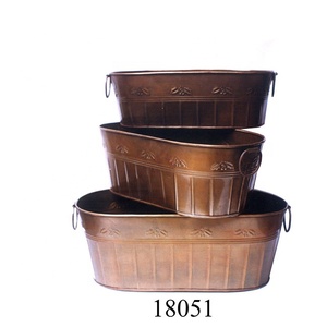 Jardinière décorative en métal de jardin à la maison de vente chaude avec des pots de fleurs de jardin antiques bruns ensemble de 3 pièces - Product Image 2