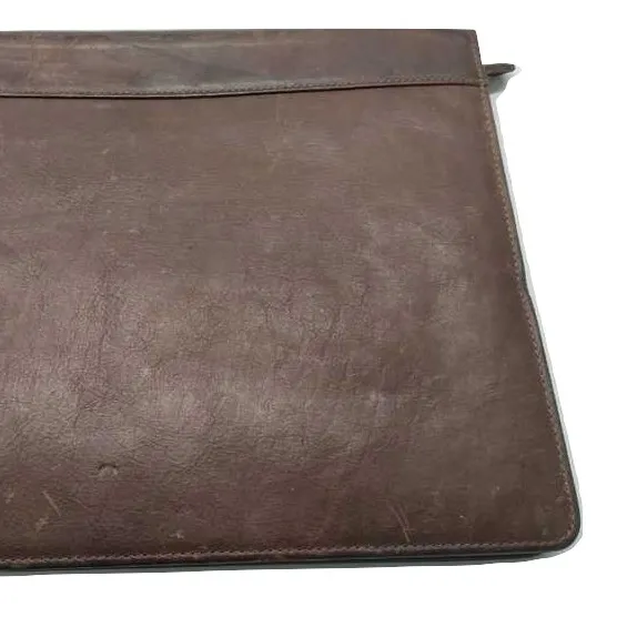 A4 Brown Business Genuine Leather Compendium Portfolio File Folder Custom Silk OEM Customized Box Surface Color Printing ODM