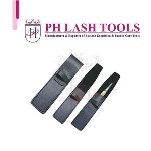 Bolsa de cuero negro para pinzas de extensión de pestañas, Etiqueta Privada, pinzas de cejas de acero inoxidable de alta calidad - Product Image 5