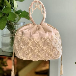 Bolso de mano de cristal de lujo 2021, bolso Ele Potli con trabajo Zari y perlas completas para fiestas y bodas - Product Image 1