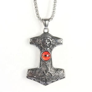 Men's jewellery casting bule <strong>eye</strong> <strong>thor</strong> hammer necklace jewelry anti-sliver pendant Customized design - Product Image 1