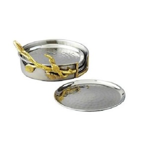 Ensemble de sous-verres en métal au design tendance avec support, qualité supérieure, forme ronde, taille personnalisée, ensemble de sous-verres en gros - Product Image 4