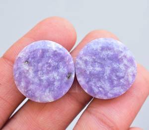 Cabochon de pierre précieuse violette, 1 paire de pierres précieuses, en lépidolite naturelle, pour boucles d'oreilles, piston ample, vente en gros - Product Image 2