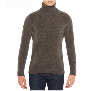 Pullover marrone da uomo di alta qualità Made in Italy abbigliamento dolcevita manica lunga in ciniglia - Product Image 1