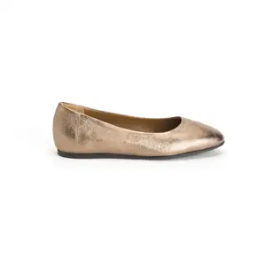 Sandálias femininas de couro liso, design dourado, liso, macio, para mulheres (laj0007)