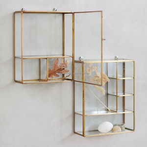 Brass <b>Glass</b> Wall Hanging Display Box for Jewelry and Planter <b>Terrariums</b> - Product Image 1