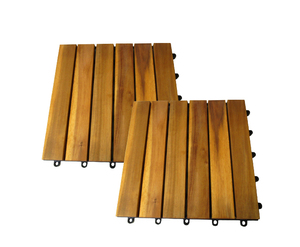 Baldosas de Madera de Acacia Encajables, 6 Listones de Madera y Base de Parqué, 30cm*30cm, para Exterior, DIY - Product Image 2