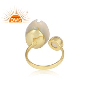 Bague en laiton plaqué or et jaune Turquoise, ventre en or, magnifique style indien, création de bijoux, vente en gros - Product Image 4