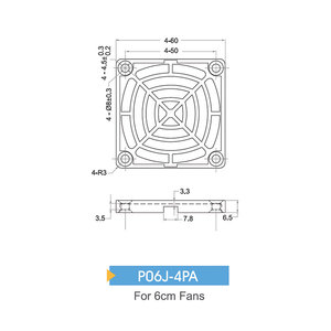 แผ่นกรองพลาสติก STK รุ่น P06J-4PA สำหรับพัดลมขนาด 6 ซม. รับประกัน 3 ปี ผลิตในจีน/ไต้หวัน - Product Image 2