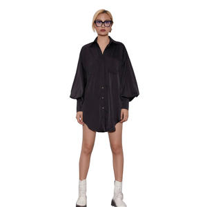 Robe chemise ample à manches longues pour femme, tenue personnalisée, col rabattu, surdimensionnée avec poche, faite au Vietnam, nouvelle collection 2021 - Product Image 2