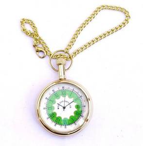 นาฬิกาสีเขียวหน้าปัดทองเหลืองโบราณกระเป๋านาฬิกา Gandhi ดูรอยัลหัตถกรรมรายการของขวัญที่มีโซ่ยาว CHLW041โดยหัตถกรรม Calvin - Product Image 2